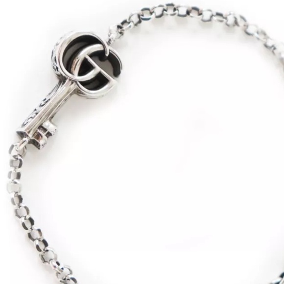 GUCCI: Sterling Silver, "GG" Marmont Key Motif Logo Bracelet 1482 - Picture 3 of 7